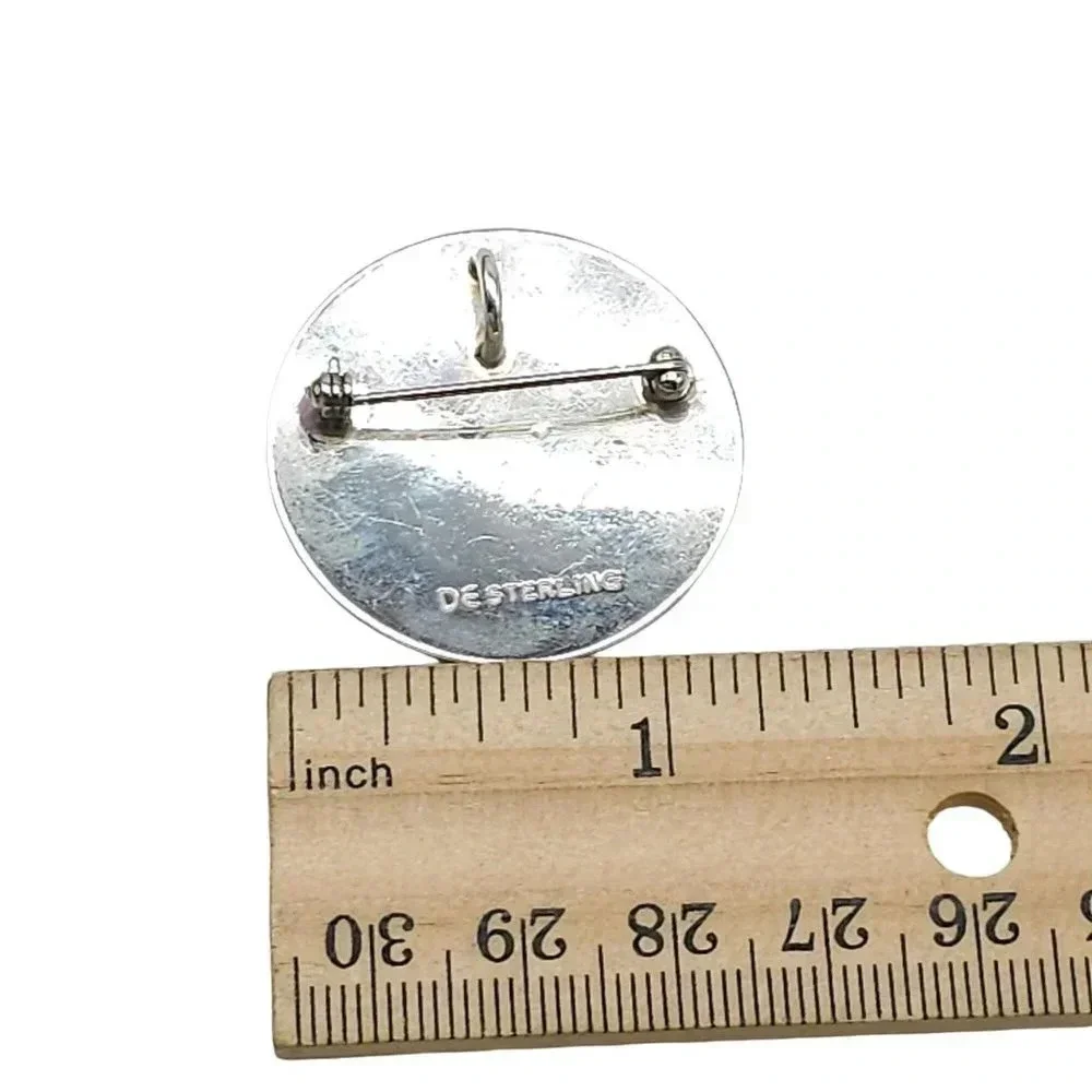 DE Signed Sterling Silver Textured JAM Monogram Brooch Pin Vintage